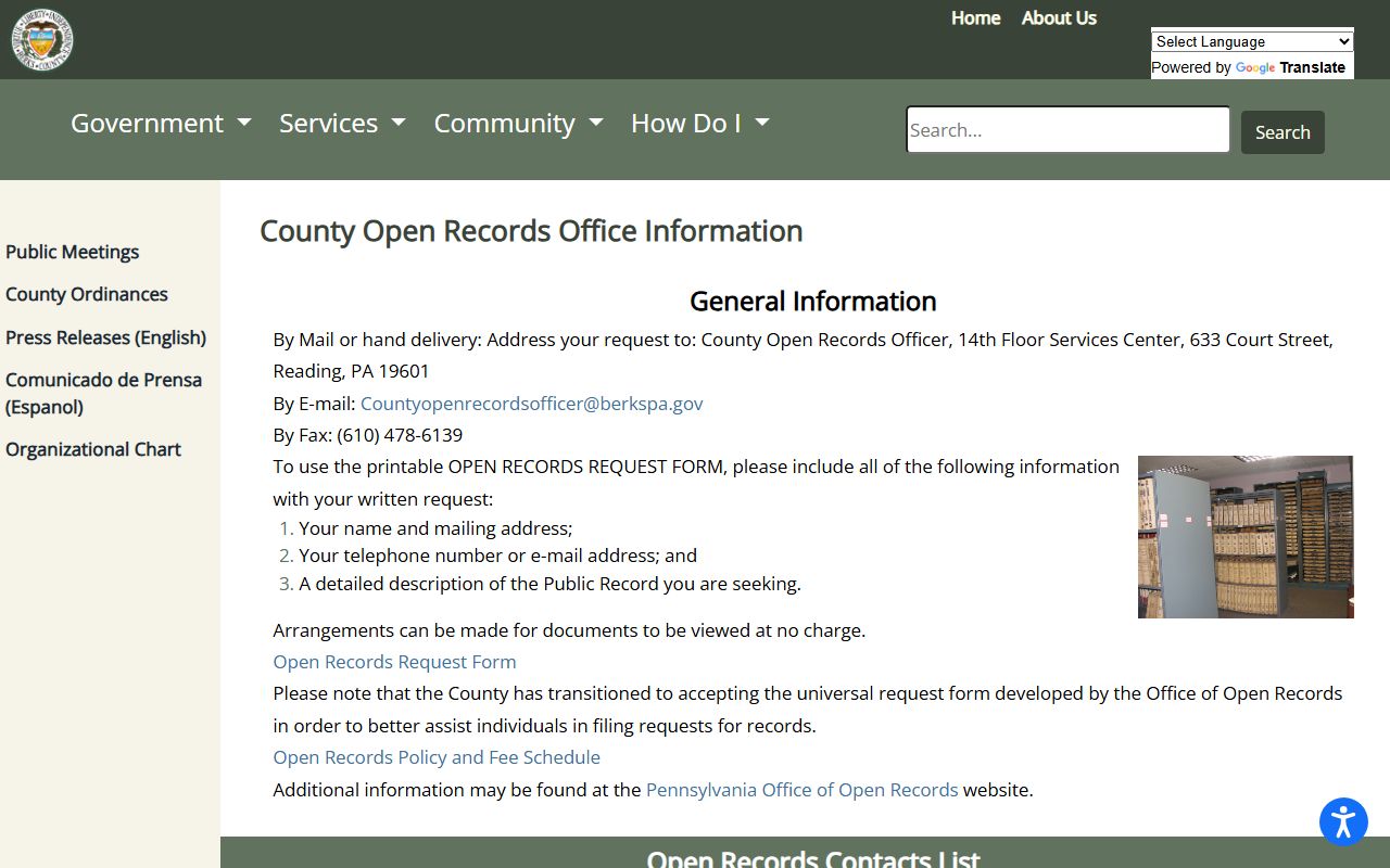 Berks County inmate population open records request source
